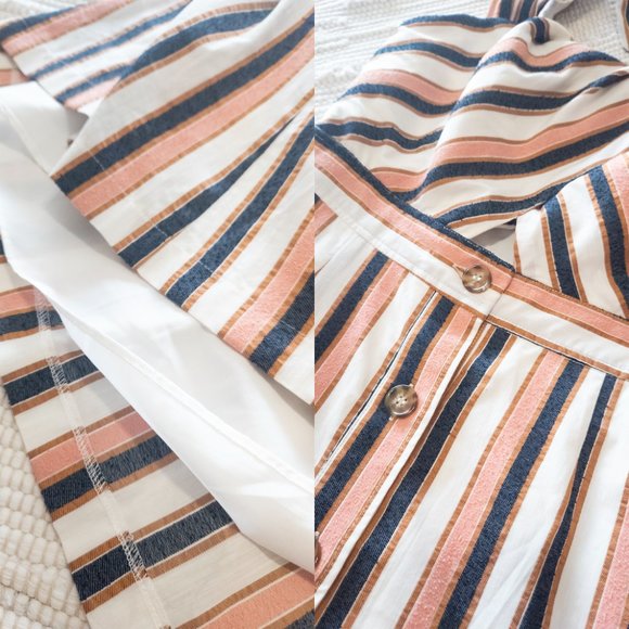 Gianni Bini Striped Button Down Cut Out Midi Dress Size L Like New - Picture 11 of 16